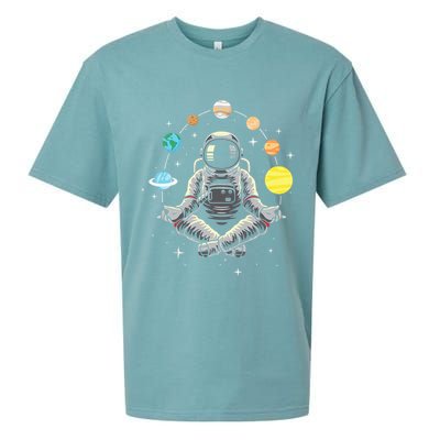 Meditating Astronaut Galaxy Spaceman Astronomer Cosmos Sueded Cloud Jersey T-Shirt