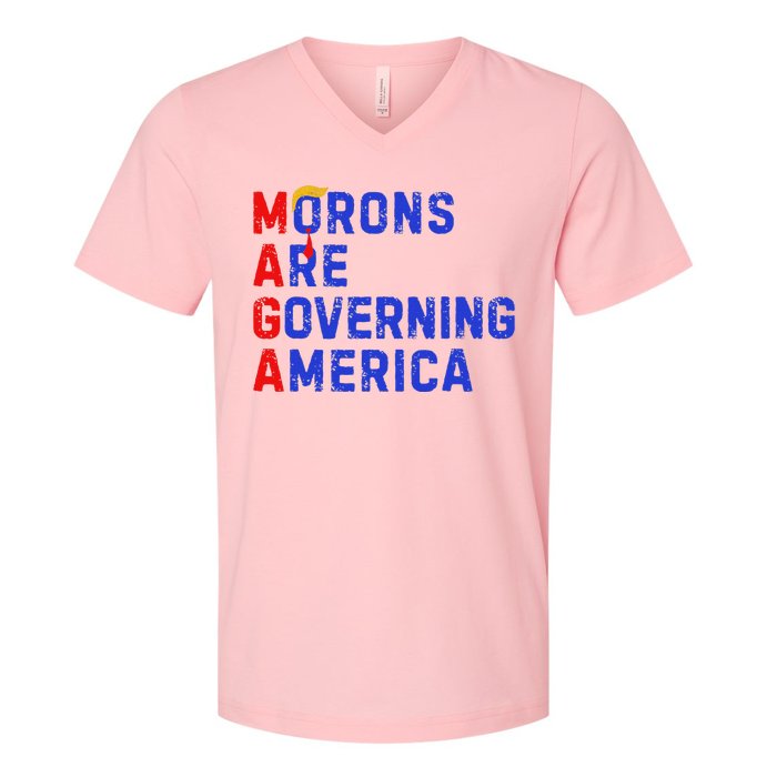 Morons Are Governing America V-Neck T-Shirt