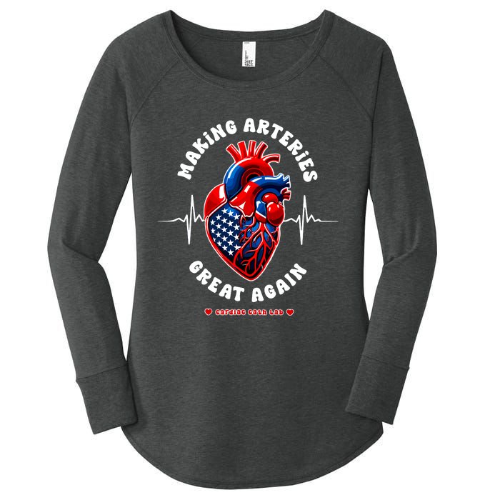 Making Arteries Great Again Cardiac Cath Lab Women's Perfect Tri Tunic Long Sleeve Shirt