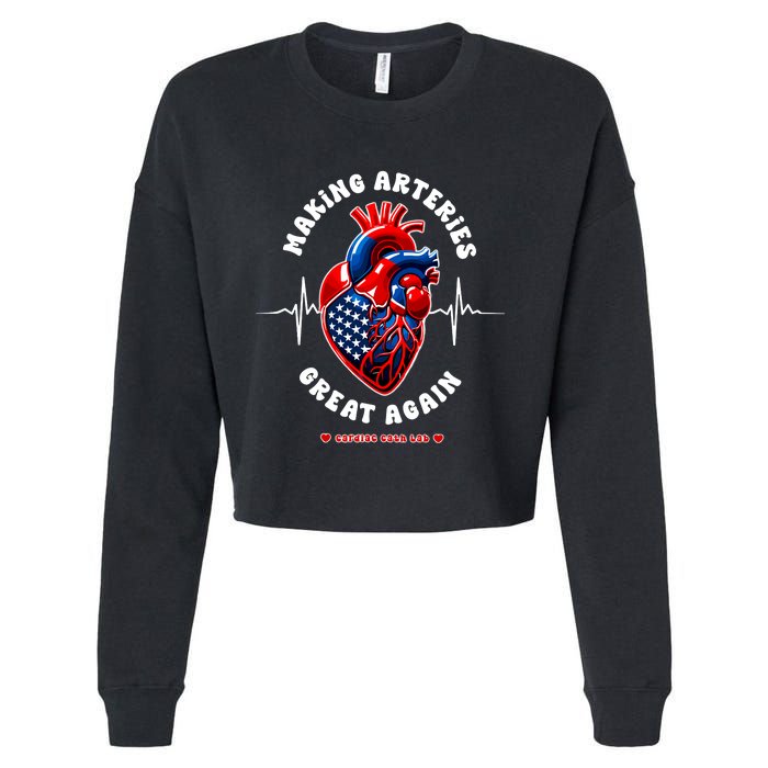 Making Arteries Great Again Cardiac Cath Lab Cropped Pullover Crew