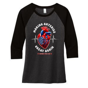 Making Arteries Great Again Cardiac Cath Lab Women's Tri-Blend 3/4-Sleeve Raglan Shirt