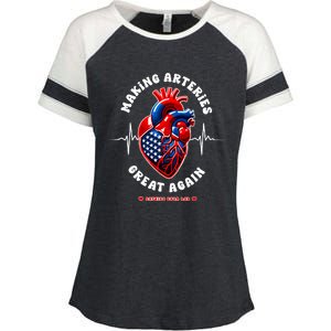 Making Arteries Great Again Cardiac Cath Lab Enza Ladies Jersey Colorblock Tee