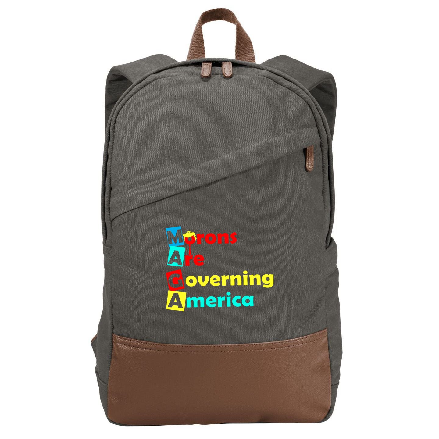 Morons Are Governing America Cotton Canvas Backpack