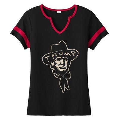 Make America Great Again Trump Cowboy Ladies Halftime Notch Neck Tee