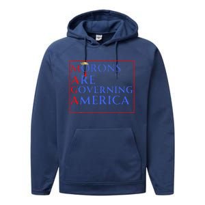 Morons Are Governing America Anti Trump Political Performance Fleece Hoodie