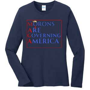 Morons Are Governing America Anti Trump Political Ladies Long Sleeve Shirt