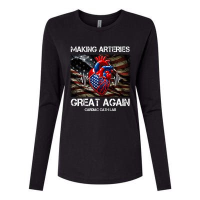 Making Arteries Great Again Cardiac Cath Lab Womens Cotton Relaxed Long Sleeve T-Shirt