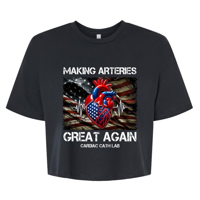 Making Arteries Great Again Cardiac Cath Lab Bella+Canvas Jersey Crop Tee