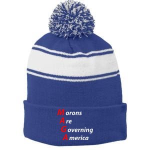 Morons Are Governing America Anti Trump Political Stripe Pom Pom Beanie