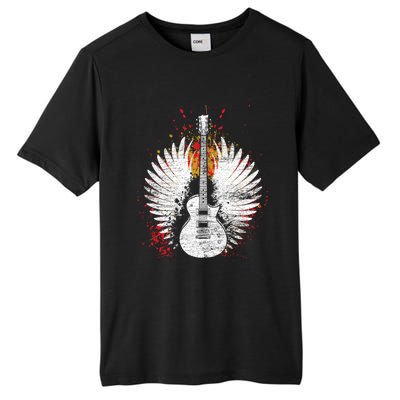 Music And Guitar Guitar Gift Black Small Tall Fusion ChromaSoft Performance T-Shirt