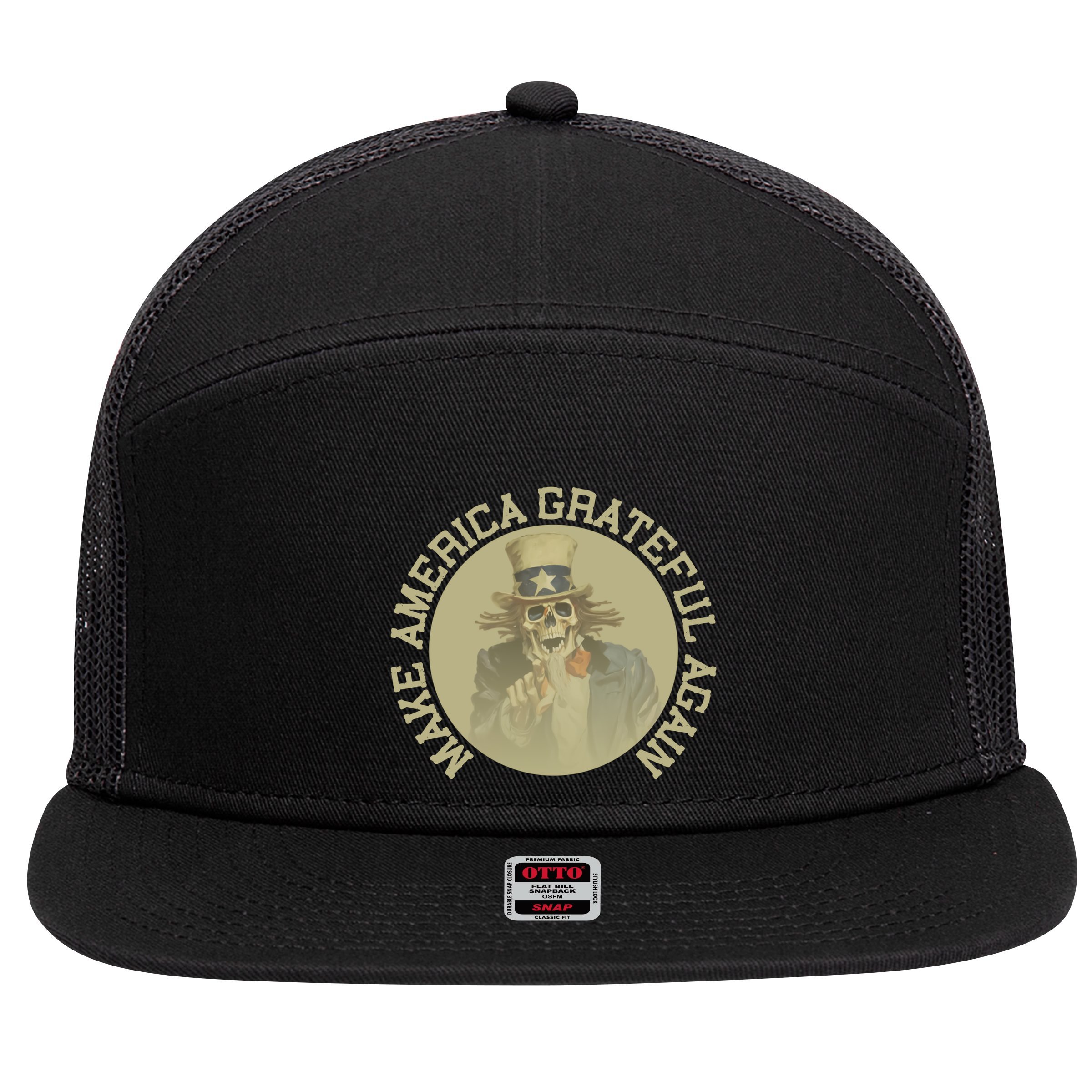 Make America Grateful Again Retro Uncle Sam Funny 7 Panel Mesh Trucker Snapback Hat