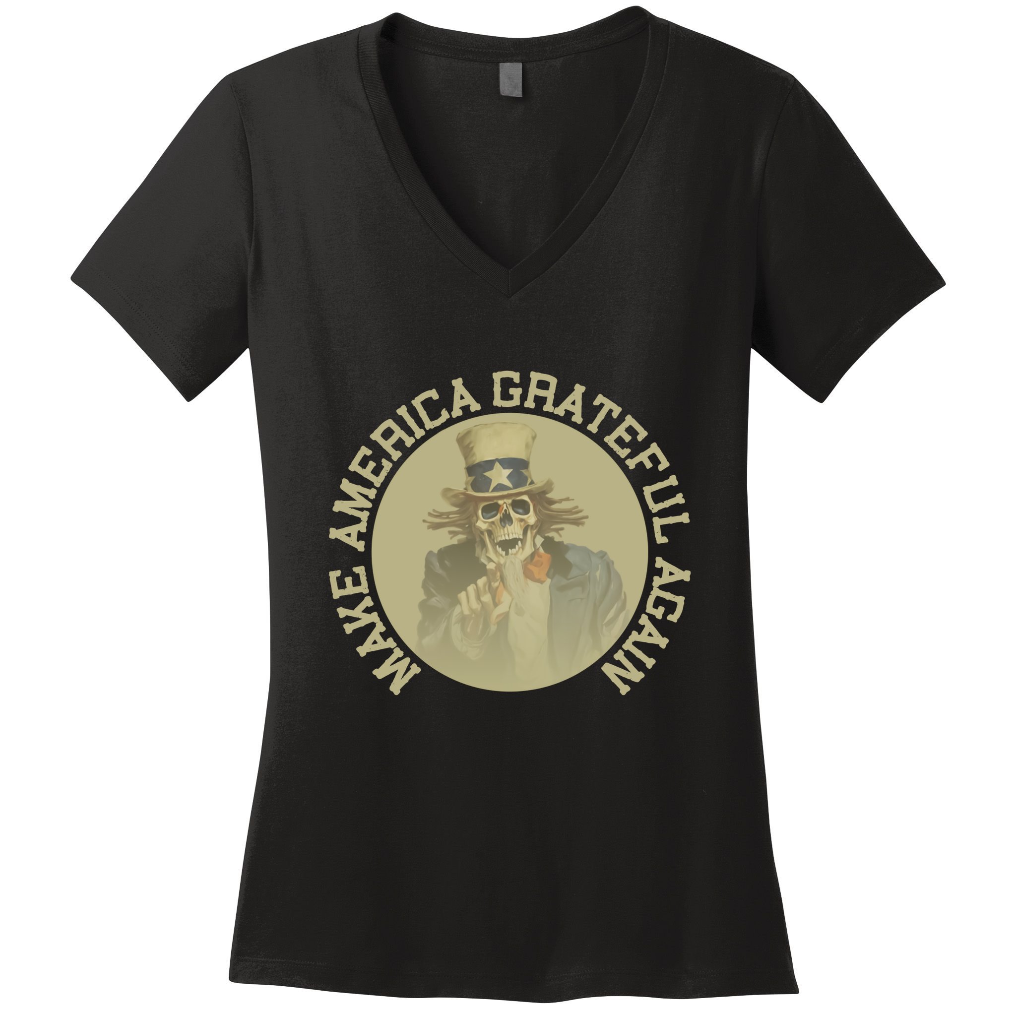 Make America Grateful Again Retro Uncle Sam Funny Women's V-Neck T-Shirt