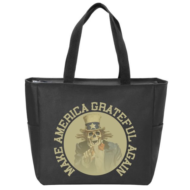 Make America Grateful Again Retro Uncle Sam Funny Zip Tote Bag