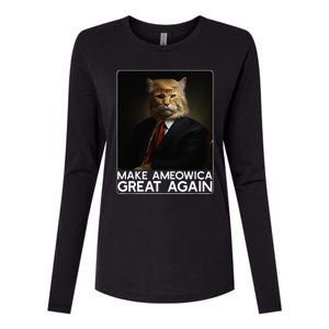 Make Ameowica Great Again Funny Donald Trump Cat Meme Womens Cotton Relaxed Long Sleeve T-Shirt