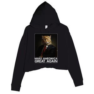 Make Ameowica Great Again Funny Donald Trump Cat Meme Crop Fleece Hoodie