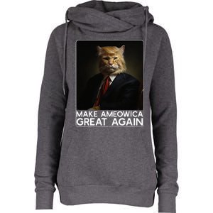 Make Ameowica Great Again Funny Donald Trump Cat Meme Womens Funnel Neck Pullover Hood