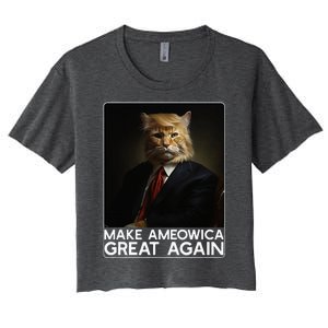 Make Ameowica Great Again Funny Donald Trump Cat Meme Women's Crop Top Tee