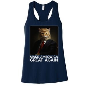 Make Ameowica Great Again Funny Donald Trump Cat Meme Women's Racerback Tank