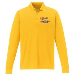 Morons Are Governing America Trump 2024 Performance Long Sleeve Polo