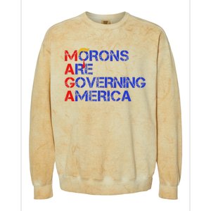 Morons Are Governing America Trump 2024 Colorblast Crewneck Sweatshirt