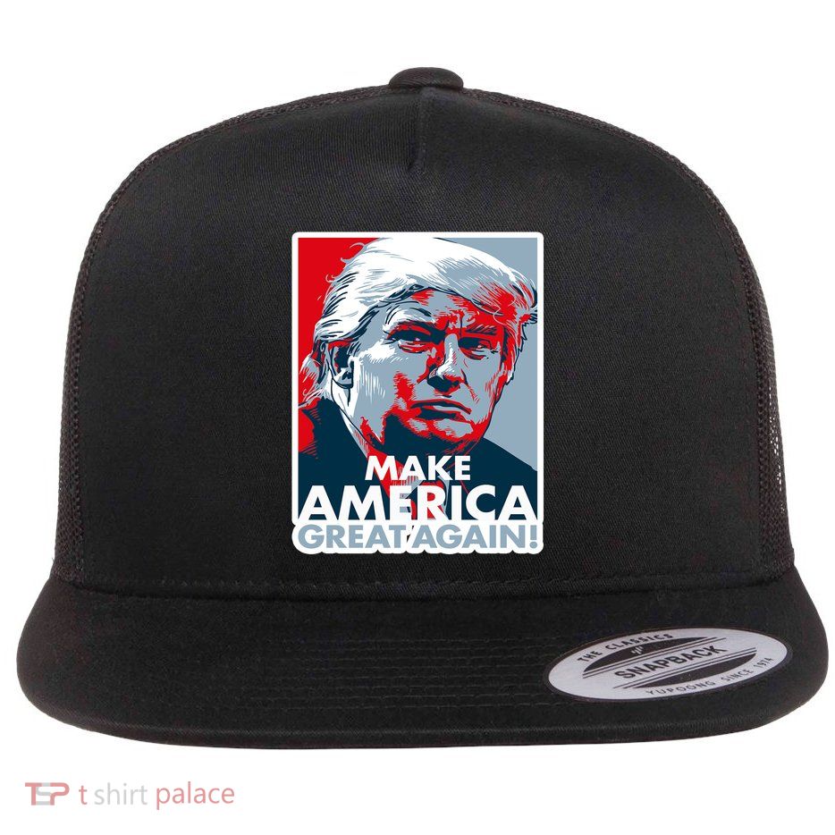 Make America Great Again Trump President Patriotic Flat Bill Trucker Hat