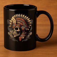 Mictlantecuhtli Aztec God Of Death Skull 11oz C Handle Ceramic Mug
