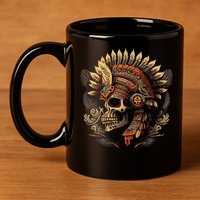Mictlantecuhtli Aztec God Of Death Skull 11oz C Handle Ceramic Mug