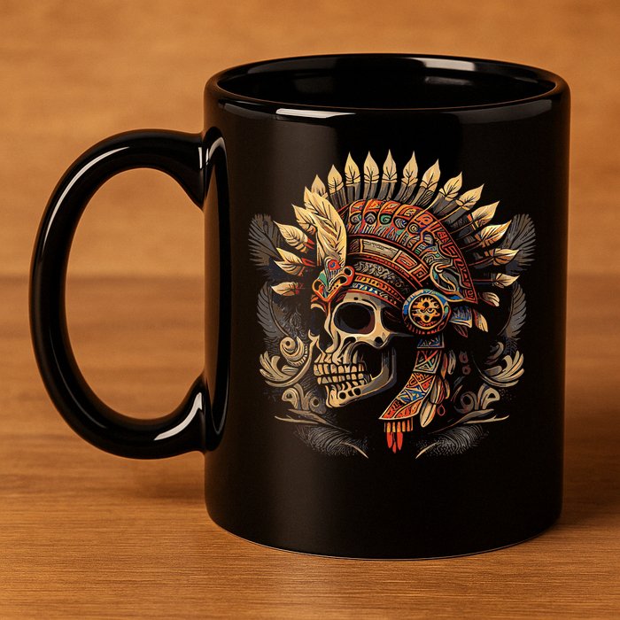 Mictlantecuhtli Aztec God Of Death Skull 11oz C Handle Ceramic Mug