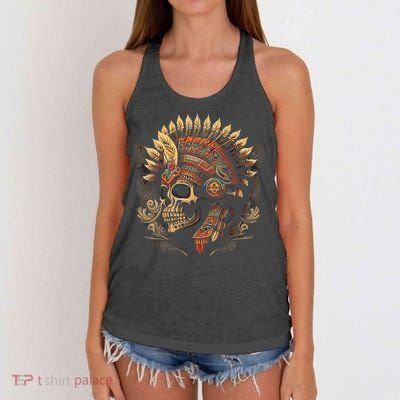 Mictlantecuhtli Aztec God Of Death Skull Women's Knotted Racerback Tank
