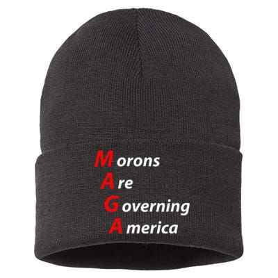 Morons Are Governing America Anti Trump Political Sustainable Knit Beanie