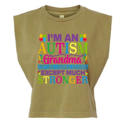 Motivational Autism Grandma Autism Awareness Slogan Autism Advocacy Garment-Dyed Women's Muscle Tee