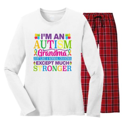 Motivational Autism Grandma Autism Awareness Slogan Autism Advocacy Women's Long Sleeve Flannel Pajama Set 