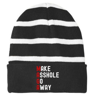 Make Asshole Go Away Striped Beanie with Solid Band