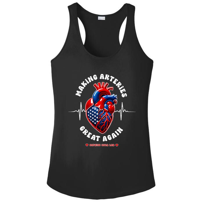 Making Arteries Great Again Cardiac Cath Lab Ladies PosiCharge Competitor Racerback Tank