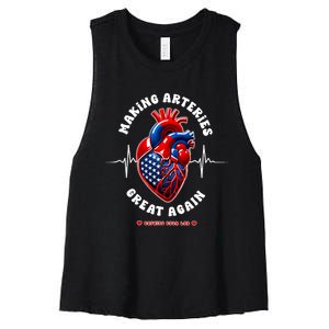 Making Arteries Great Again Cardiac Cath Lab Women's Racerback Cropped Tank