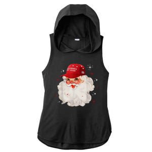 Make America Great Again Pro Trump Santa Christmas Ladies PosiCharge Tri-Blend Wicking Draft Hoodie Tank