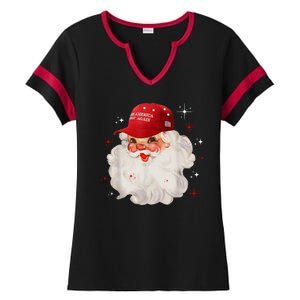 Make America Great Again Pro Trump Santa Christmas Ladies Halftime Notch Neck Tee