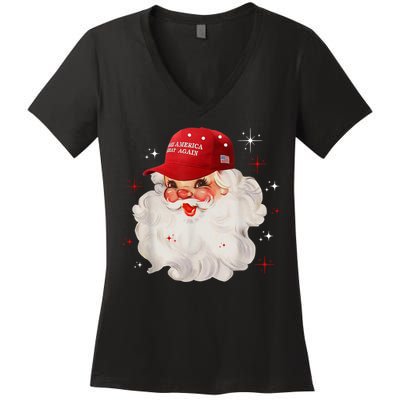 Make America Great Again Pro Trump Santa Christmas Women's V-Neck T-Shirt