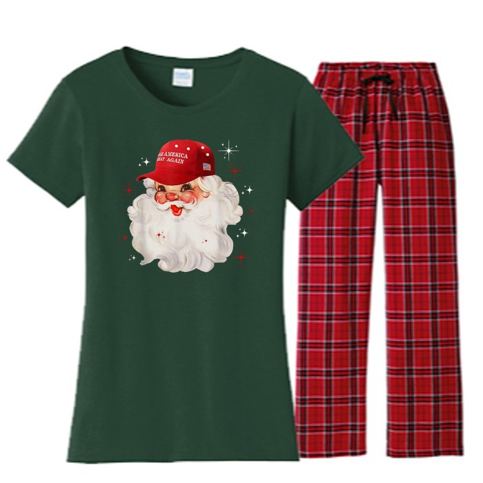 Make America Great Again Pro Trump Santa Christmas Women's Flannel Pajama Set