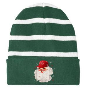 Make America Great Again Pro Trump Santa Christmas Striped Beanie with Solid Band