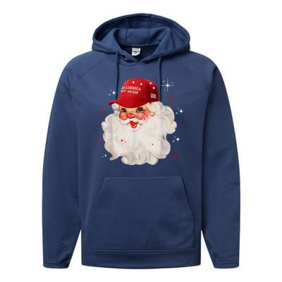 Make America Great Again Pro Trump Santa Christmas Performance Fleece Hoodie