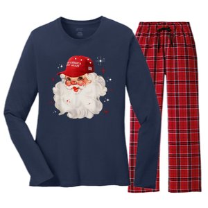 Make America Great Again Pro Trump Santa Christmas Women's Long Sleeve Flannel Pajama Set 