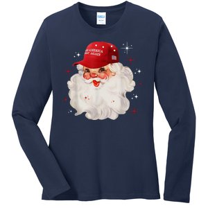 Make America Great Again Pro Trump Santa Christmas Ladies Long Sleeve Shirt