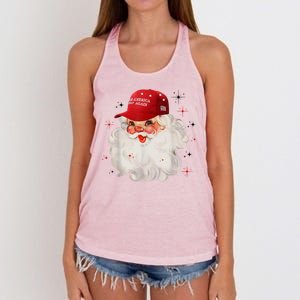 Make America Great Again Pro Trump Santa Christmas Women's Knotted Racerback Tank