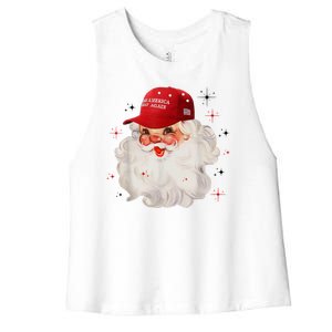 Make America Great Again Pro Trump Santa Christmas Women's Racerback Cropped Tank