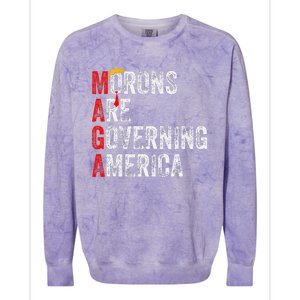 Morons Are Governing America Funny Trump 2024 Colorblast Crewneck Sweatshirt