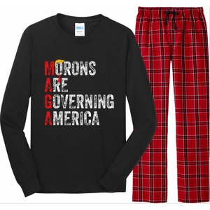 Morons Are Governing America Funny Trump 2024 Long Sleeve Pajama Set