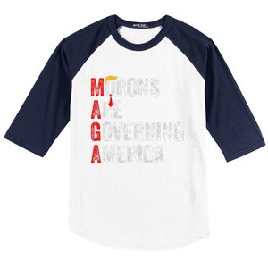 Morons Are Governing America Funny Trump 2024 Baseball Sleeve Shirt