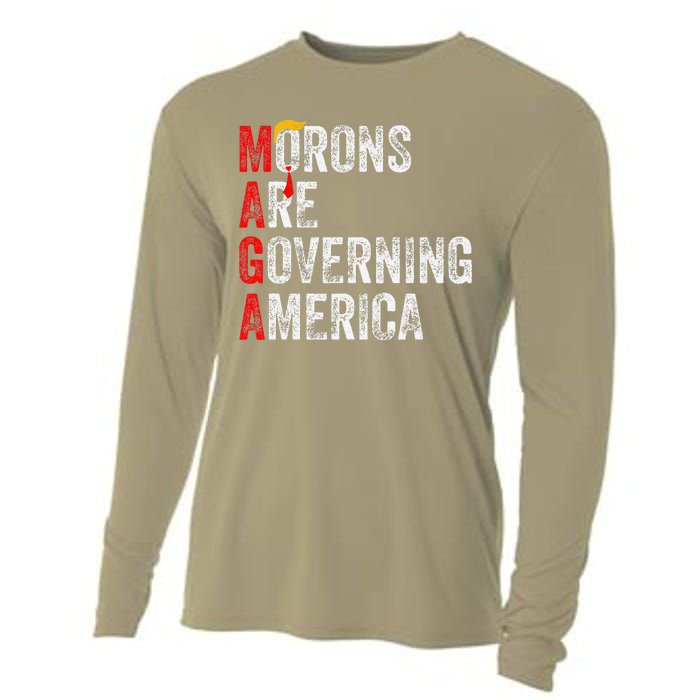 Morons Are Governing America Funny Trump 2024 Cooling Performance Long Sleeve Crew