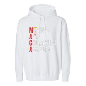 Morons Are Governing America Funny Trump 2024 Garment-Dyed Fleece Hoodie